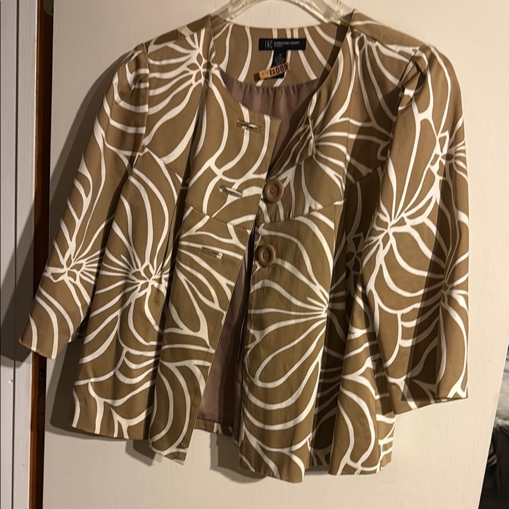 Brown and White Floral Women's Jacket